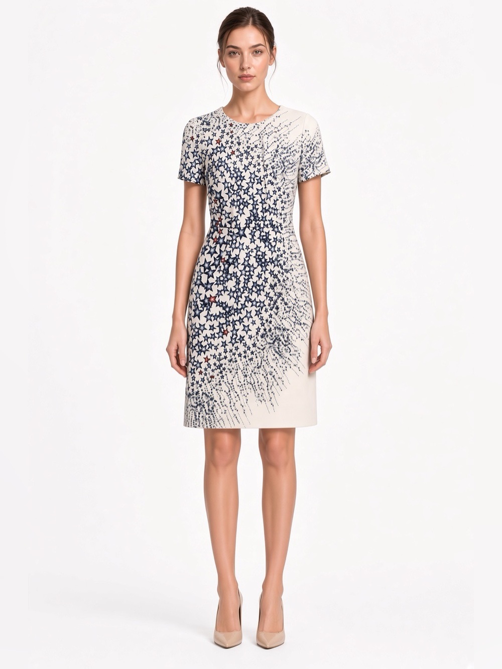 Lands’ End Star Print Fit & Flare Dress – Size 2